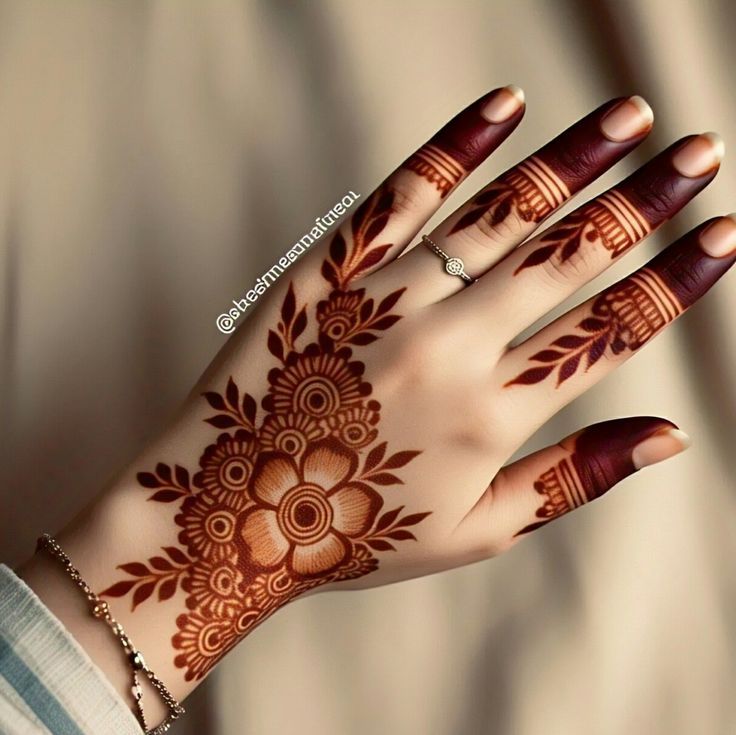 Stylish Back Hand Mehndi Design